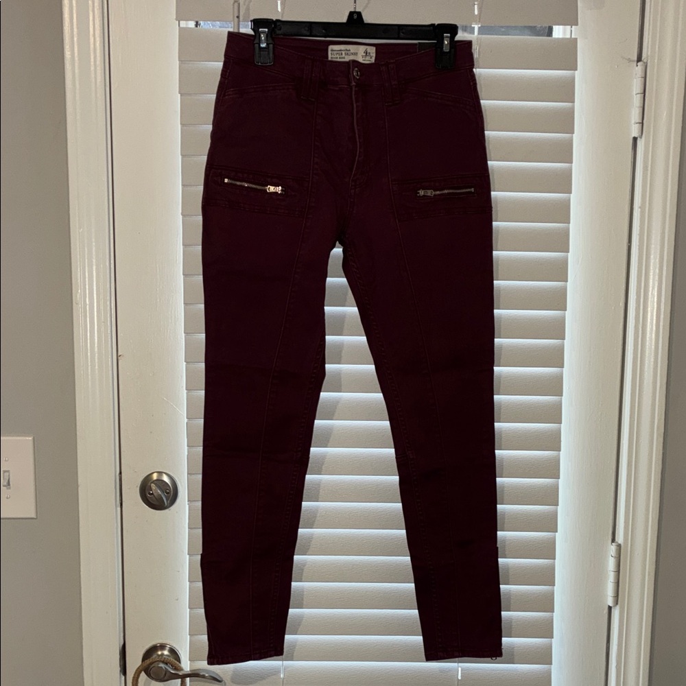 Abercrombie & Fitch Women's Dark Red Skinny Jeans